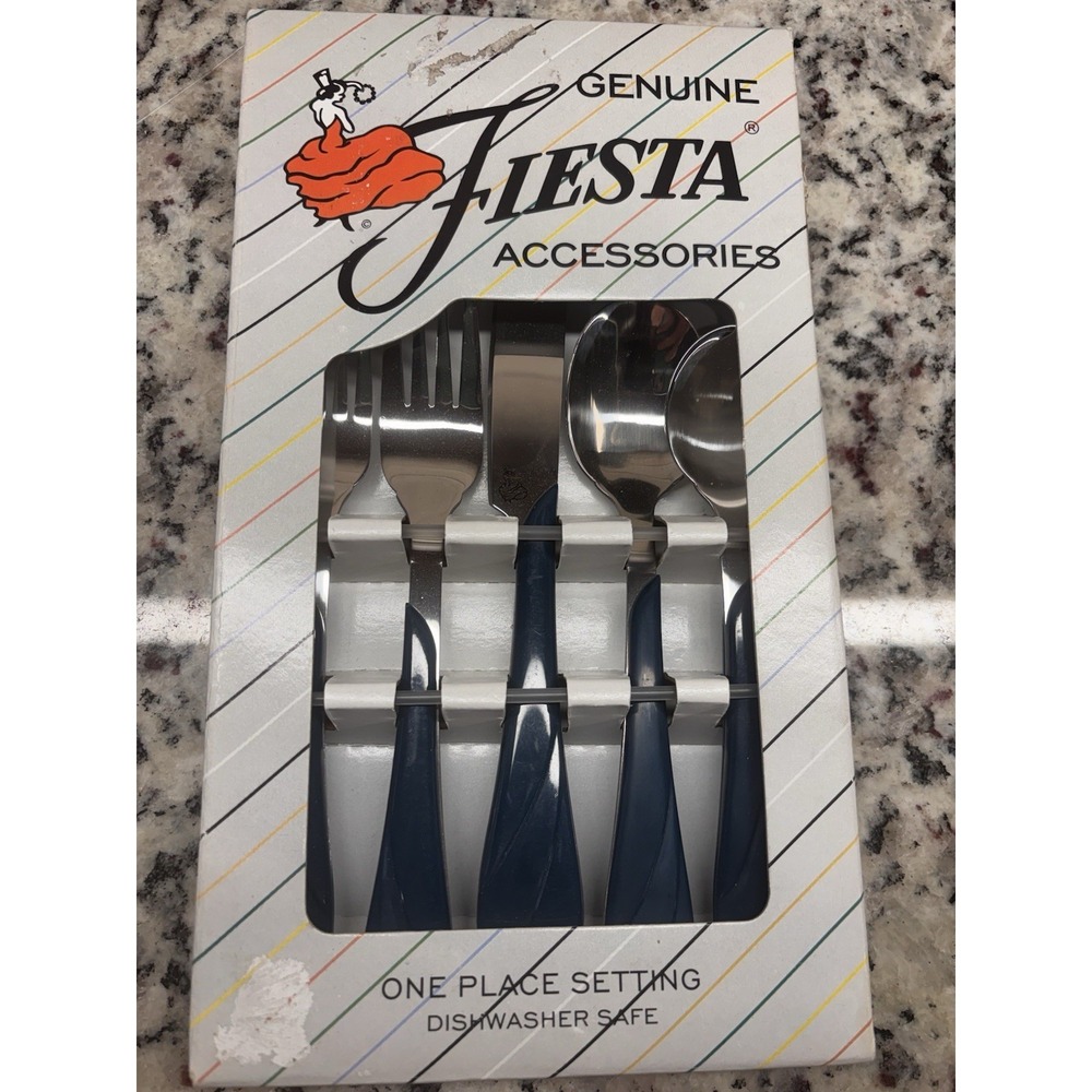 FIESTA JUNIPER SWIRL FLATWARE 5 Pc SET: New IN BOX 1996 Original‎ Stock
